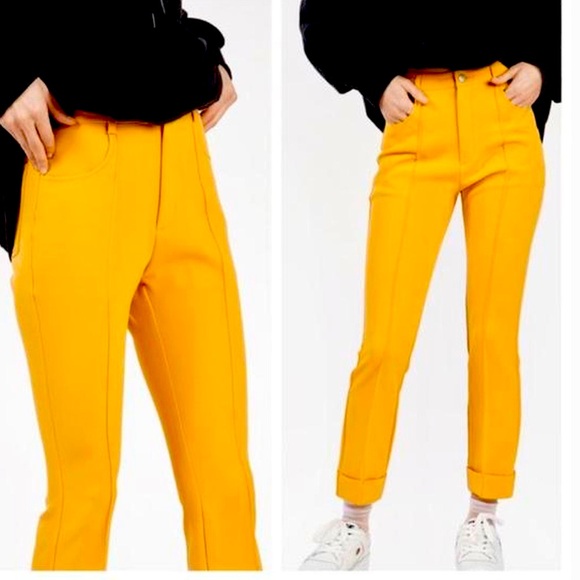 UNIF Pants - Vintage inspired UNIF High-Rise Cropped Tapered Pants in Yellow